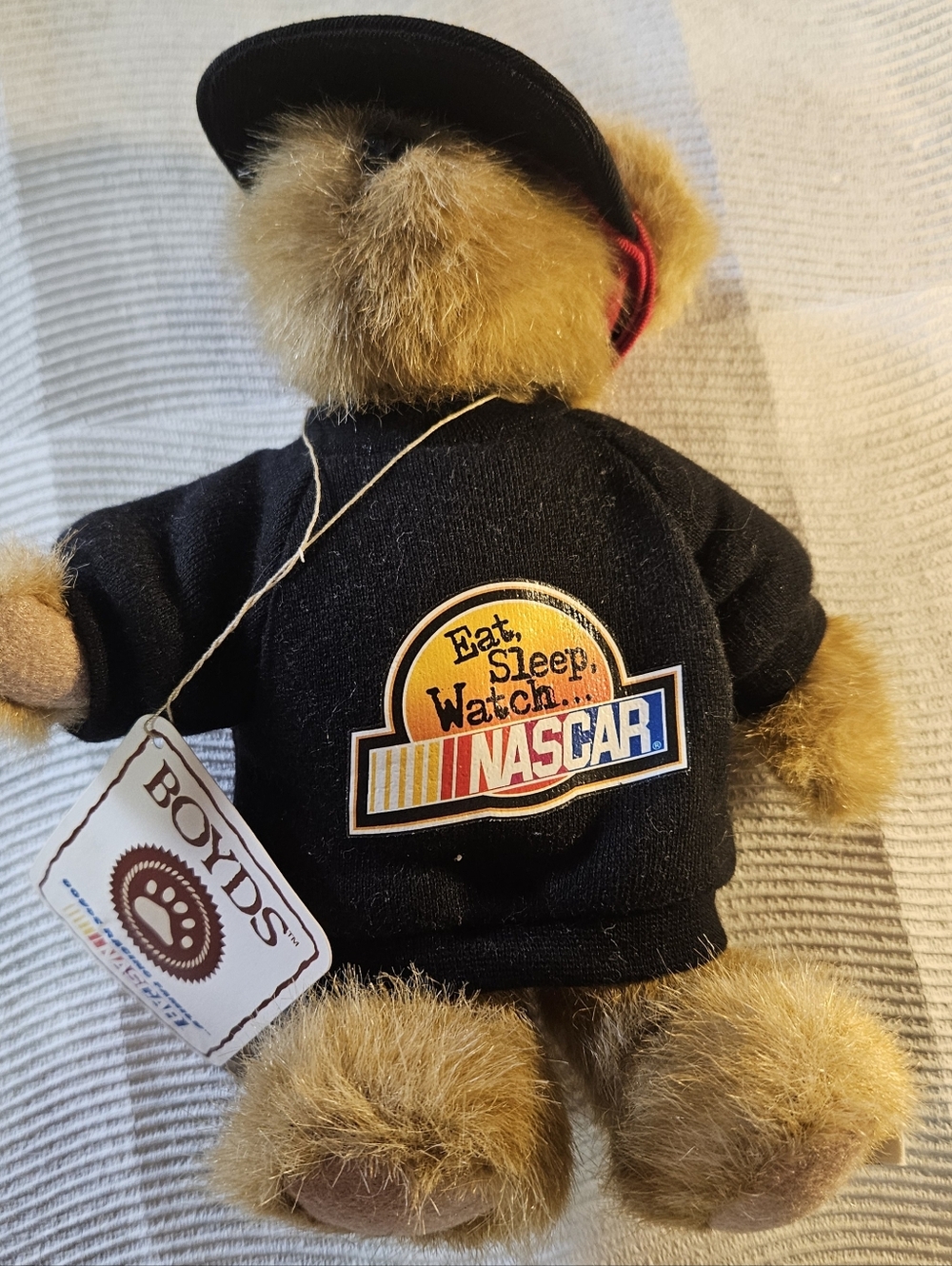 Boyds Bear NASCAR Fan Bear Plush in Black Sweatshirt Red Hat - Picture 5 of 7